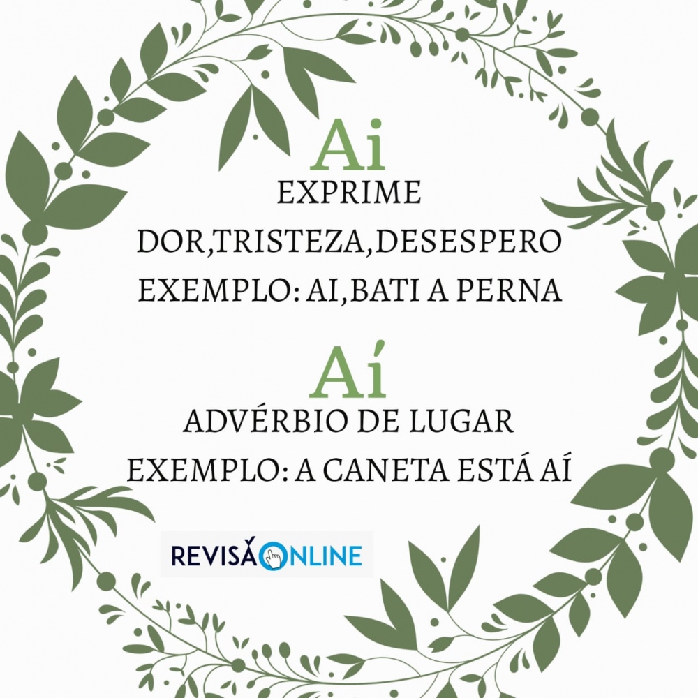 Ai: exprime dor, tristeza, desespero. Exemplo: AI, bati a perna
Aí: advérbio de lugar. Exemplo: A caneta está AÍ.

